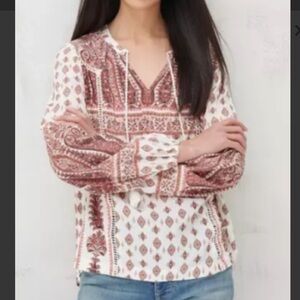 Lucky Brand Pink and White Relaxed Graphic Blouse